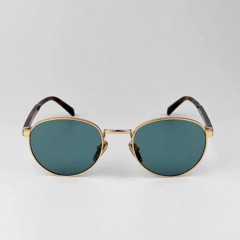 Prada PRB51S Sunglasses – Gold Round Frame with Lago Lenses | Model 5AK40K